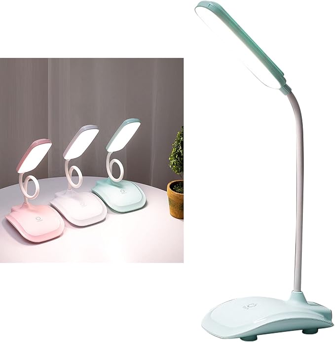 LED Desk Lamp, Touch Control Three Level Color Temperature USB Charging Table Study Lamp Portable Reading Light for Home Bedroom Dorm Study Office(Cyan)