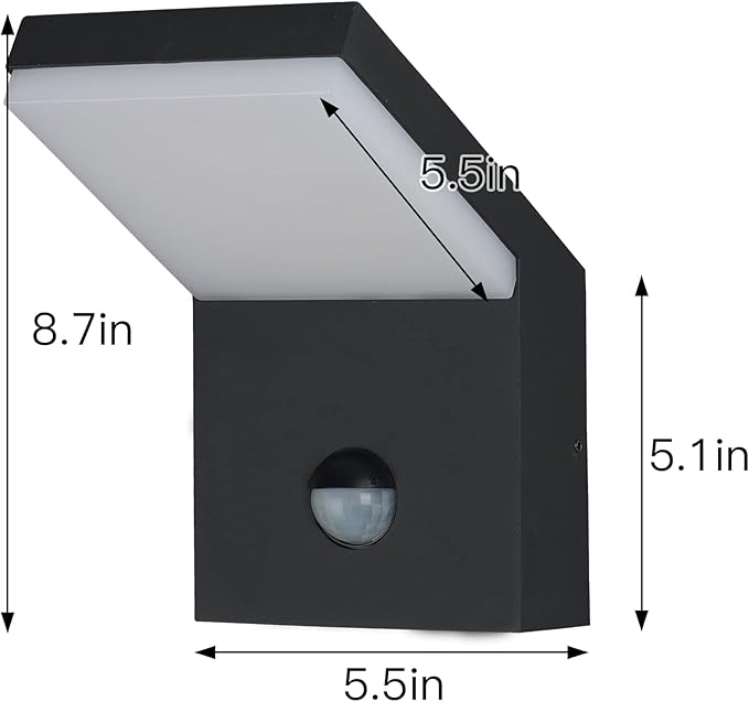 2 Pack Motion Sensor Porch Light Outdoor Wall Mount Black Exterior Light Fixture LED Modern Wall Sconce for House Garden Patio Garage IP54 Waterproof 1800lm 18W 3000K Warm White