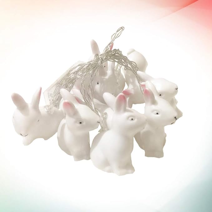 ABOOFAN String Easter Rabbit Lights Easter Electric Lights Led Rabbit Party Ornament Led Bunny White Outdoor Animal
