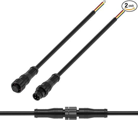 BTF-LIGHTING 4 Pin Electrical Metal nut Connector 20AWG IP68 Male Female Connector 7.87in/20cm Extension Cable for Car,Truck,Boat,Indoor/Outdoor LED Strip Lights/String 15mm Metal Nut Small Size