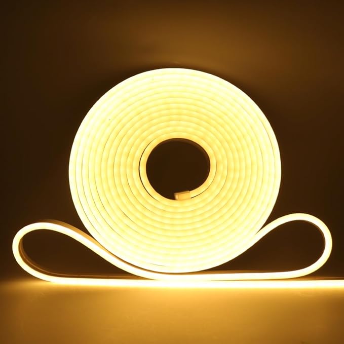 KISUFU 12V COB Led Strip Lights with 1.2W USB Controller Support Solar Panel, IP68 Waterproof Flexible 320 LEDs/m LED Tape Lights for Courtyard Garden Eaves Decoration Outdoor Party Decoration.