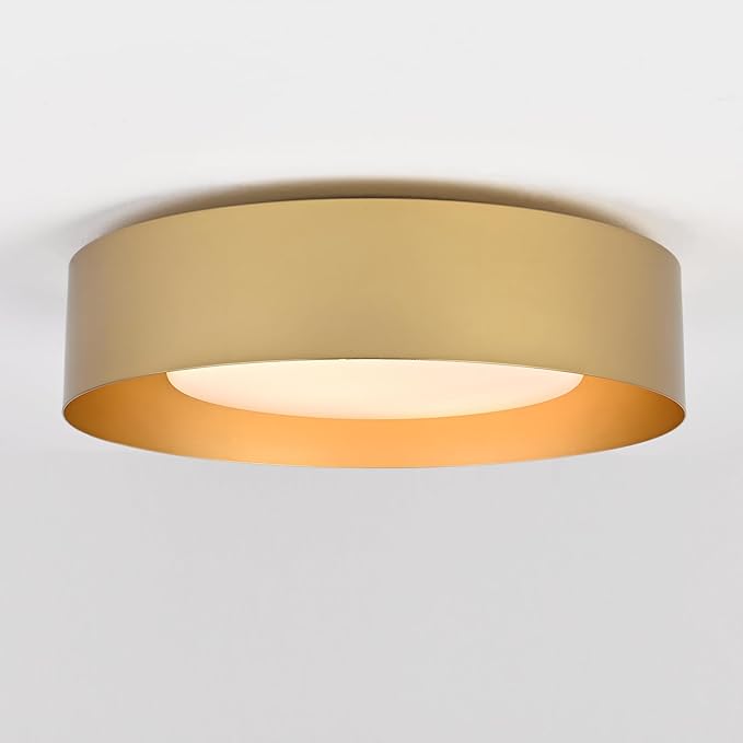 Modern Flush Mount Ceiling Light,Minimalist Close to Ceiling Lighting Fixture,Gold Circular Ceiling lamp for Bedroom,Dining Room,Entry,Hallway,Balcony, Bathroom (16.5'')