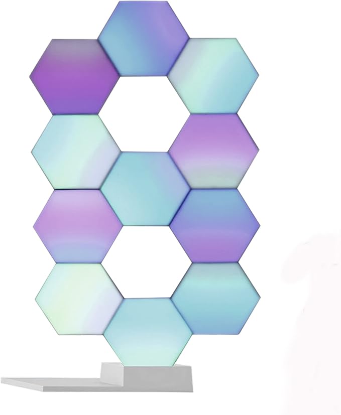 Yescom APP Control Hexagon Lights 11 Pack Table Lamp with 4 Expansion Panels Music Sync Smart WiFi Bedroom Gaming Room Compatible with Alexa & Google