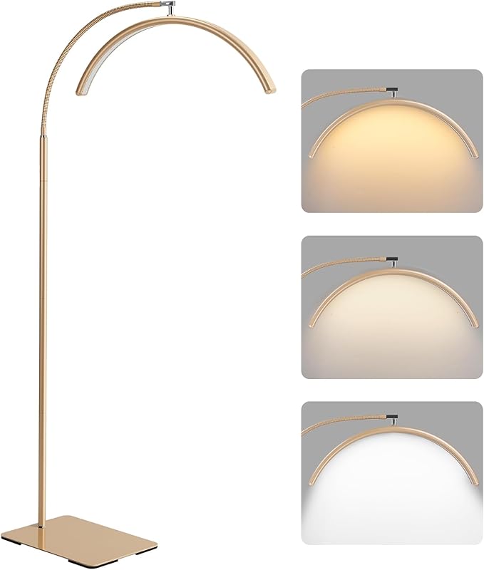 Half Moon Lash Light for Eyelash Extensions & Estheticians, Dimmable LED Lash Lamp with Flexible Gooseneck, Shadow-Free Moon Light for Lash Tech, Tattoo, SPA, Eyelash Lamp (Gold)