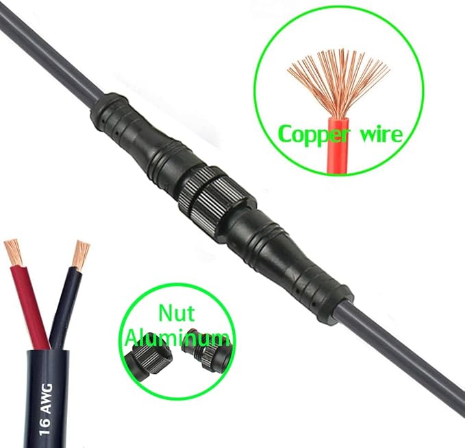 2pin Waterproof Connector,IP68 16WAG Y Shape 1 Male-Divided-2 Female Spillter Connector,LED Extension Cable for Car,Boat,Indoor/Outdoor LED Strip Lights.