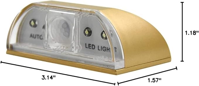Key Light Door Light, Small Motion Sensor Light with 4 LED Bulbs, Battery Powered Night Lights for Hallway, Stairway, Kitchen, Closet, Bedroom (Gold)