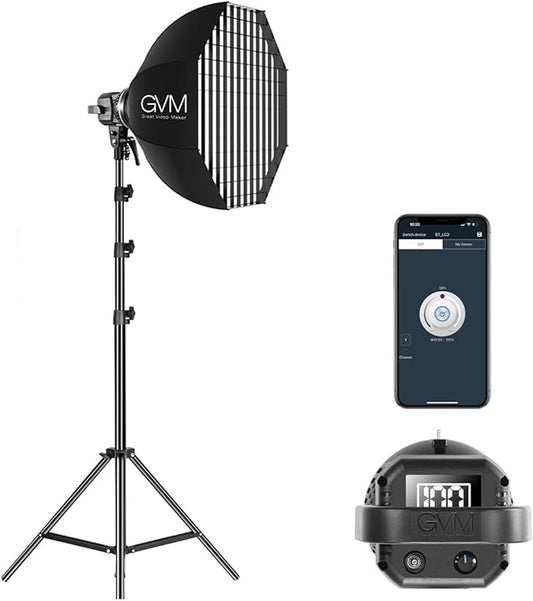 GVM 80W Photo Studio Lighting Kit, LED Video Light with Bowen Mount 23.6" Softbox, Tripod Stand, Continuous Output Daylight 5600K Lights for Photography