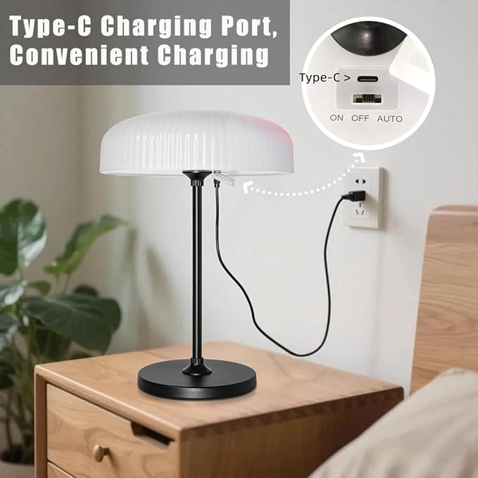 Cordless Solar Table Lamp for Indoor Outdoor, IP65 Waterproof LED Dimmable Touch USB Charging with Metal Stand, Warm/White for Garden Camping Bedroom