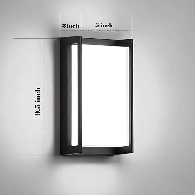 Modern Exterior Lighting Fixtures, 3-Color Temperature Front Porch Light fixtures, IP65 Waterproof Wall Sconce,18W Rectangular Black Outdoor Wall Lights for House Walkway Stair Garage