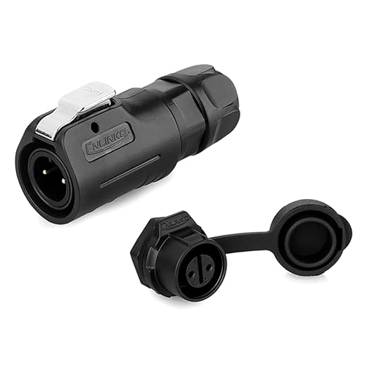 CNLINKO LP-12 IP68 Industrial Waterproof Connector Quick Plug Circular Connector PBT Plastic Shell Aviation Connector M12 2-8 Pin Thread Socket (2 Pin)