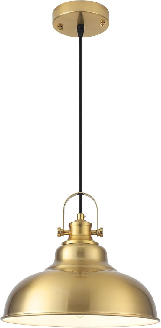 Gold Pendant Lights Kitchen Island, 11.41 Inch Dome Pendant Light, Farmhouse Pendant Lights, Kitchen Pendant Light for Kitchen Island, Dining Room, Living Room (1 Pack)