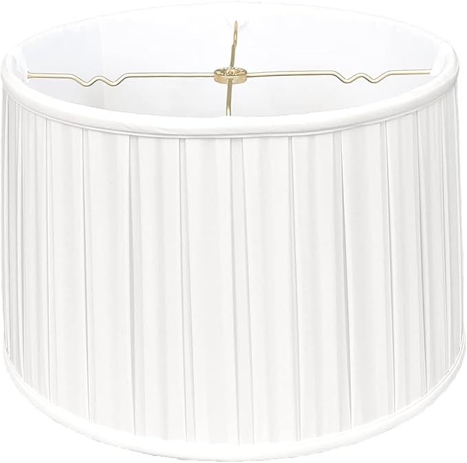 Royal Designs "Shallow Drum English Box Pleat Basic Lamp Shade, White, 15"" x 16"" x 10""" (BS-748-16WH)