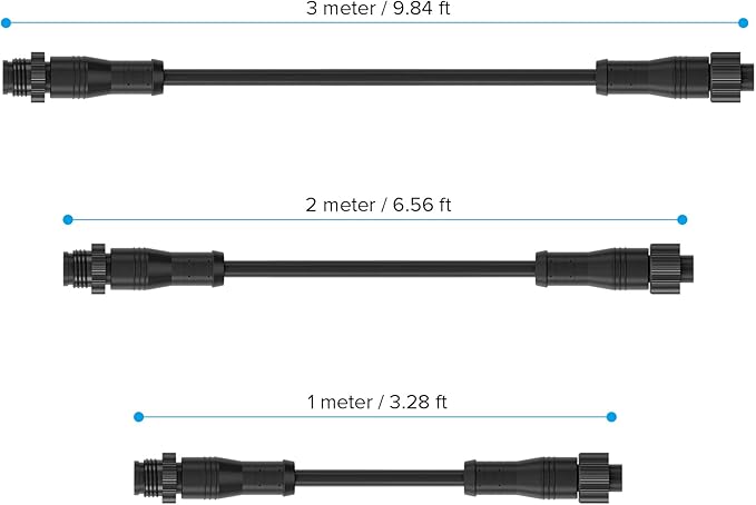BTF-LIGHTING 3.28FT 3 Pin 0.75mm²/18AWG IP68 Extension Cable Wire with Male and Female Connectors for WS2811 WS2812B SK6812 etc LED Strip 15mm Metal Nut Small Size Home Lighting Connector