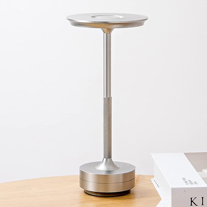 Vintage Aluminum Rechargeable Cordless LED Table Lamp with Dimmable Brightness and 3 Color Temperatures