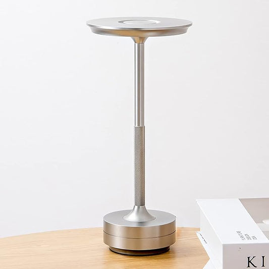 Vintage Aluminum Rechargeable Cordless LED Table Lamp with Dimmable Brightness and 3 Color Temperatures