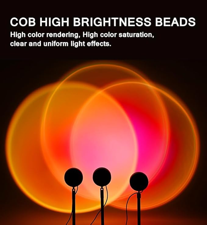 Sunset Projector Lamp,16 Color RGB LED Mood Light with Remote,360°Rotation,Dimmable,Sunset Background,Decorative Night Light for Live Streaming,Photography/Selfie/Party,Bedroom