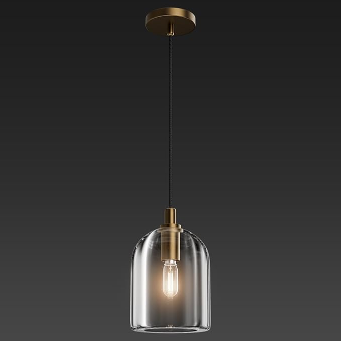 Brass Pendant Light Fixtures, Crystal Modern Pendant Lights, Indoor Pendant Light for Kitchen Island Dining Room Living Room Bedroom Bathroom, E12 Bulb Included