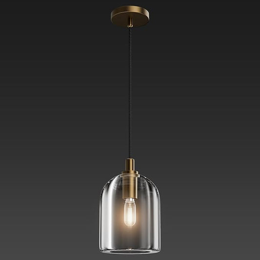 Brass Pendant Light Fixtures, Crystal Modern Pendant Lights, Indoor Pendant Light for Kitchen Island Dining Room Living Room Bedroom Bathroom, E12 Bulb Included
