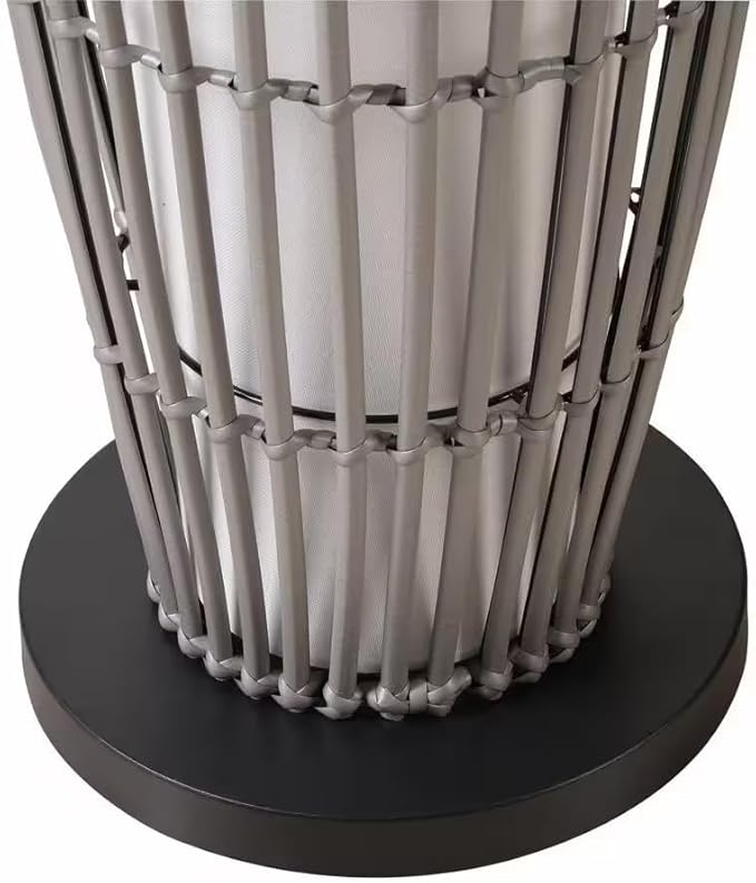 Indoor Outdoor Garden Patio Porch Rattan Simulation Gray Floor Lamp 51" Weather Resistant Bohemian Style TropicalBeach Appearance