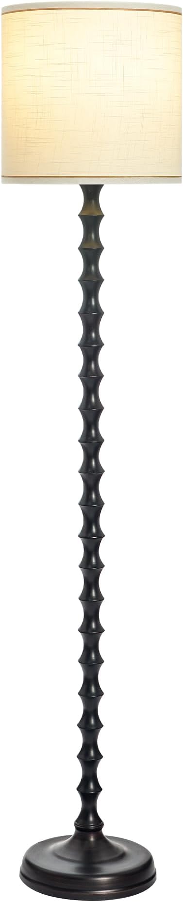 64.5" Dark Brown Floor Lamp with White Lampshade, Dark Brown Floor Lamp for Living Room.Rustic Floor Lamps,Tall Floor Lamps for Living Room, Bedroom, Corner, Dining Room, Home