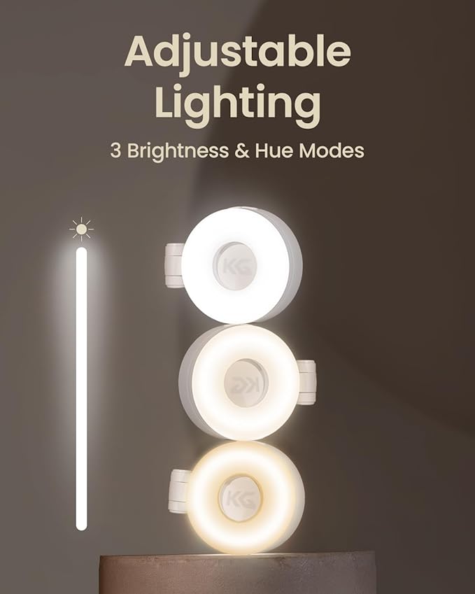 KraftGeek Magnetic Selfie Light for iPhone, Portable Phone Ring Light with Rechargeable Battery, Compact LED Phone Light for Travel, Video Recording, Vlogging