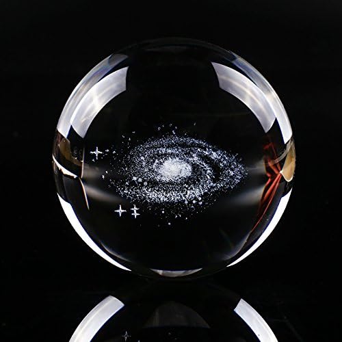 3d Crystal Ball Solar System Crystal Ball with Led Lamp Base - Best Birthday Science Gifts For Man Teacher Boy Kids Girls Men - Galaxy Jupiter Saturn Moon Earth Solar System Space Astronomy Gifts