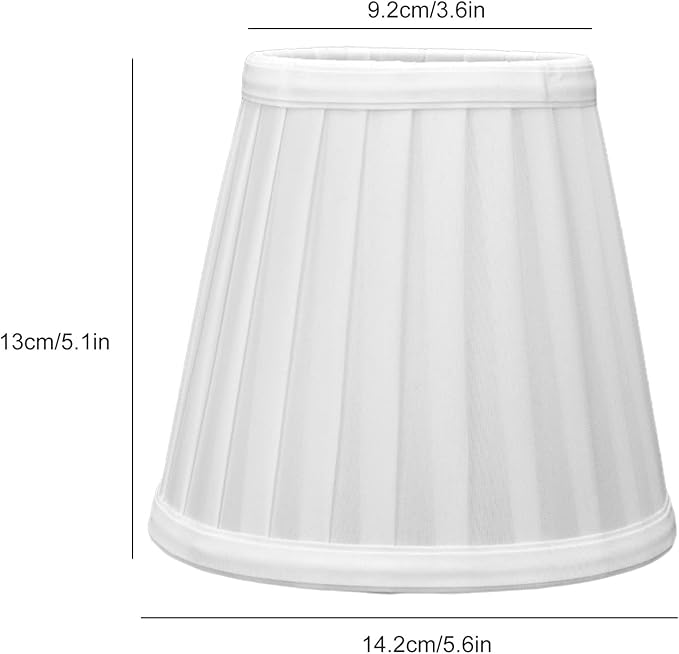 2Pcs Small Lamp Shade, Pleated Fabric Lampshade Clip On Modern Lampshades, Small White Lamp Shades Replacement for Table Floor Lamp, Pendant Light Chandelier, 3.6 inch x 5.6 inch x 5.1 inch (White)