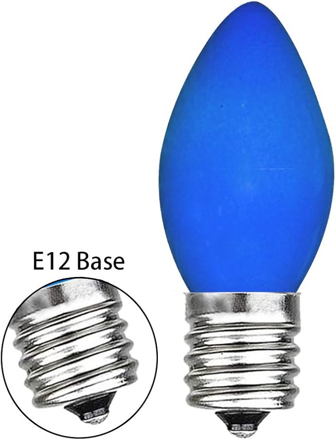 GOOTHY 25 Pack C7 Blue Christmas Replacement Light Bulbs, C7 Blue Incandescent Light Bulbs for Christmas Outdoor Patio Indoor String Lights, C7/E12 Candelabra Base Night Light Bulbs, 5 Watt 120 Volt