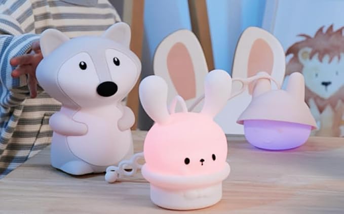 Night Light for Baby Car Seat - Dimming Function 9 Colors Changing Eye Caring Portable Rechargeable & Timing Bedside Light Up Toddler Bed Room Travel Essentials Gift for New Mom Soft Silicone BPA Free