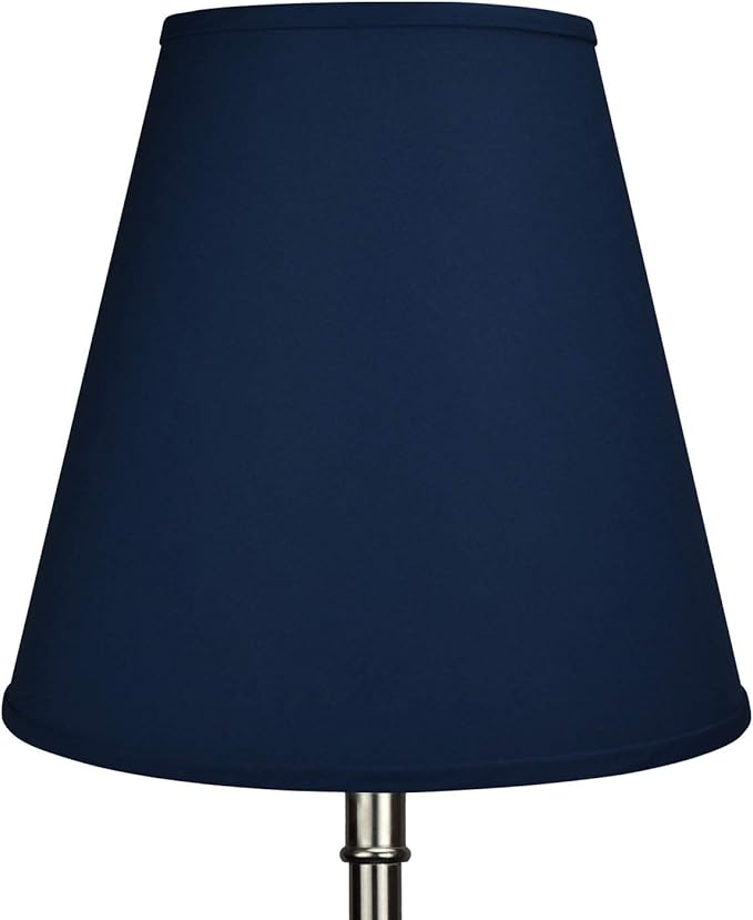 FenchelShades.com Lampshade 9" Top Diameter x 16" Bottom Diameter x 15" Slant Height with Washer (Spider) Attachment for Lamps with a Harp (Linen Navy Blue)