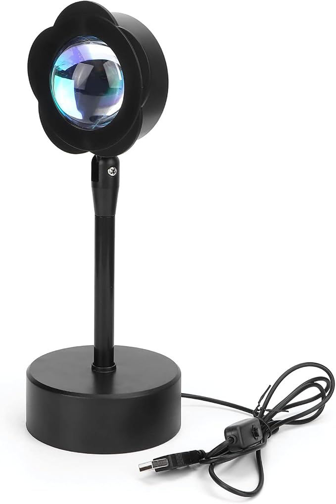 Sunset Projection Lamp, LED Atmosphere Light with 180 Degree Rotation, USB Powered Rainbow Night Light for Room Decor, Photography and Romantic Ambience (Sunset Red)
