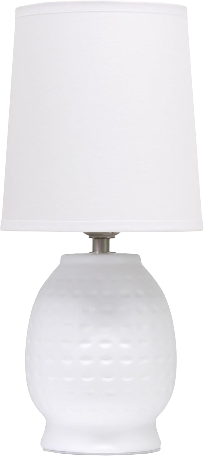 Simple Designs LT1161-OFF 12.5" Chic Glow Petite Dimpled Ceramic Table Lamp, for Bedroom, Office, Living Room, Stylish Spaces, Off White