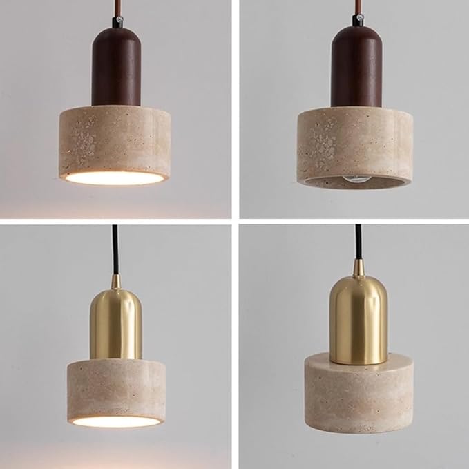 Natural Stone Shade Cylinder Pendant Light Brass Hainging Light Kit Retro Mini Pendant Lamp Nordic Pendant Lighting for Kitchen Island