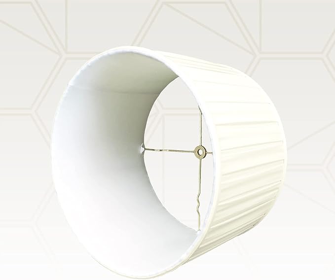 Royal Designs, Inc. Shallow Drum English Box Pleat Basic Lamp Shade, Eggshell, 15 x 16 x 10 (Spider), Set of 2
