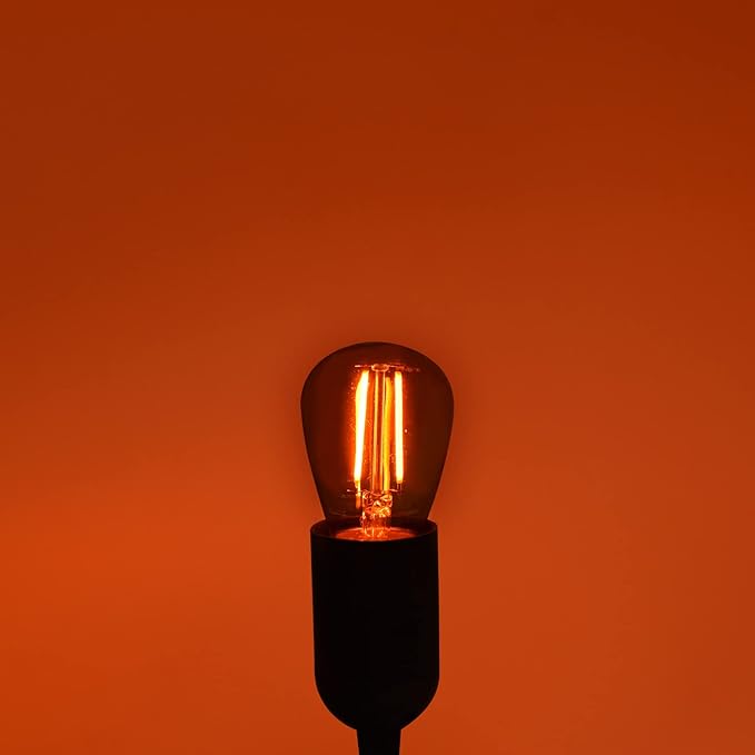 LUXRITE 12-Pack S14 Edison LED Orange Light Bulb, 0.5W, Colored LED Bulbs for Outdoor String Lights, UL Listed, E26 Base, Indoor Outdoor, Decoration, Party, Holiday, String Light Replacement Bulbs