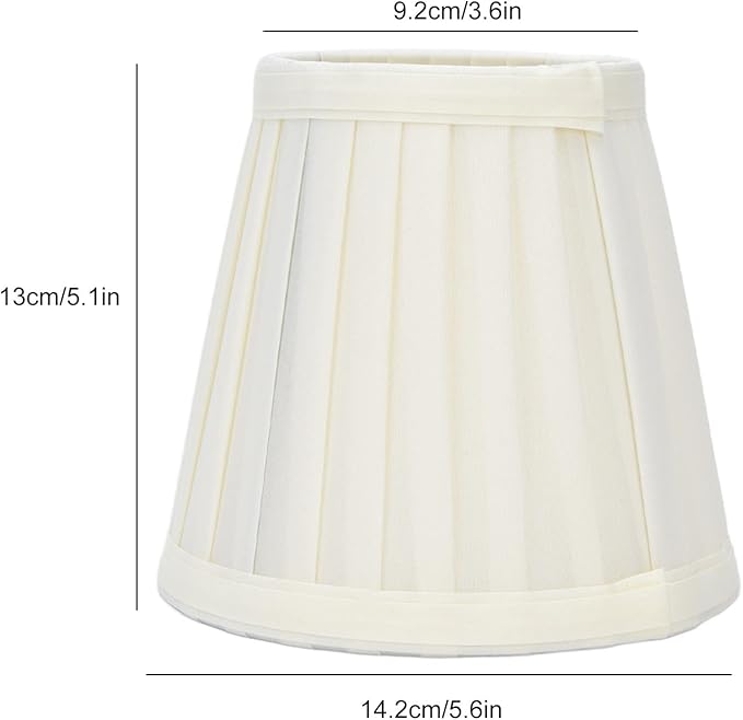 Small Lamp Shades Set of 2, 3.6x5.6x5.1 Inches Pleated Fabric Sconce Lampshades Modern Clip On Chandelier Shades Cover for E14 Bulb, Table Lamps, Floor Lamps (Cream)