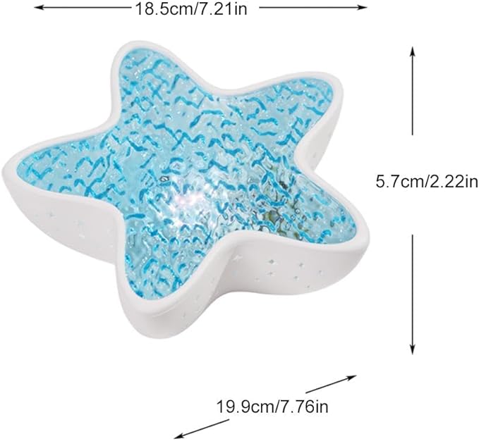 Starfish Ocean Projection Lamp,Romantic Water Ripple Night Light,7 Colors Ocean Wave Projector Light,3D Holographic Water Ripple Touch Control Aurora Projector for Room Decor Meditation Relaxation