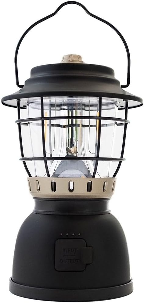 Rechargeable Retro LED Lantern, 800LM, Stepless Dimming, Omni-Directional Light Distribution, 4400mAh Power Bank, 2 Color Temperatures, IPX5 Water Resistant, Power Outages, Emergencies, USB Cable