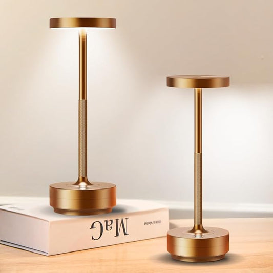 2-Pack Cordless Table Lamp Rechargeable, 5000mAh Battery Operated LED, Touch 3-Color Stepless Dimming, IP54 Waterproof Wireless Lamp for Bedroom Dining Restaurant Patio Outdoor – Titanium