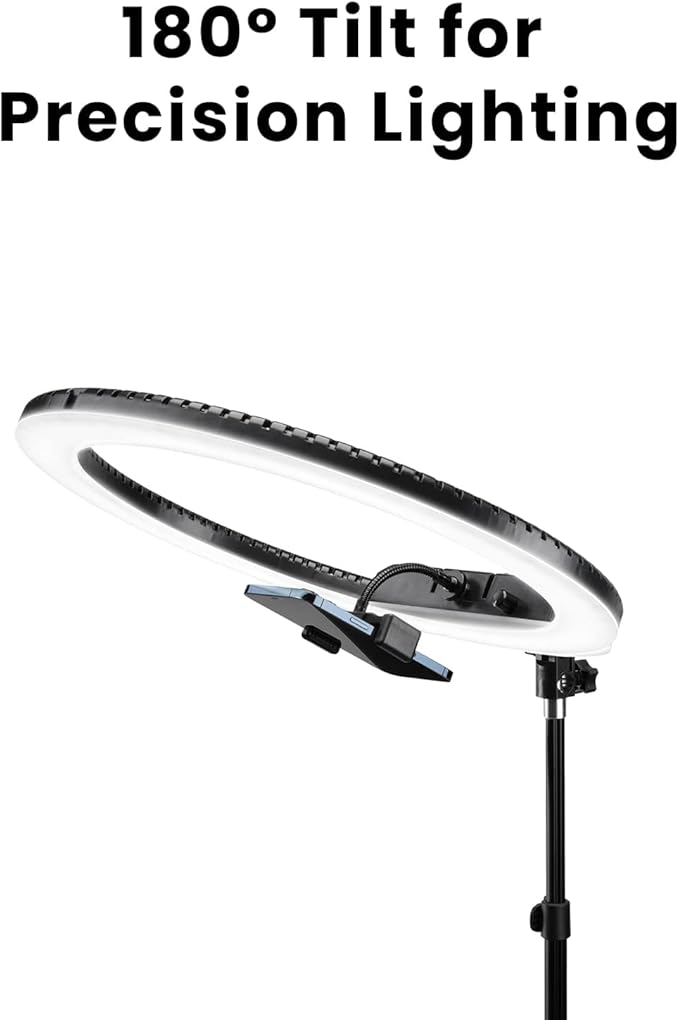 Lume Cube LED Ring Light for Videos, Selfies, Live Streaming |18” Circle Light with Stand, Phone Holder, and Camera Mount | Portable + 6.5 ft Tripod Stand and Travel Case | Battery Not Included