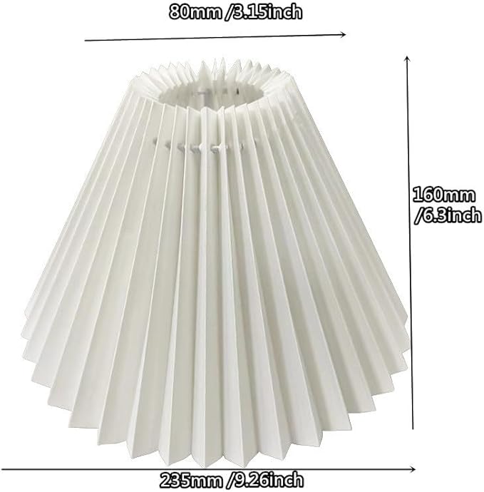 2PCS Paper Lampshade Small Pleated Lampshade,PVC Table Lamp Chandelier Nightlight Pleated Lampshade Fabric Light Cover for Office Bedroom Living Room (White, 80mm*235mm*160mm)