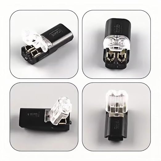 D2 2Pin Way 18-22AWG Waterproof Wire 1.5-2.1mm Push-in Led Strip Lights Connectors, Double Wire Plug in Connector - 20 Pcs Quick Disconnect Wire Connector
