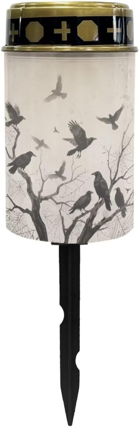 Crow Prayer Cemetery Solar Lights for Grave Cemetery Decor Candle Lamp Corss Sunflower Grave Solar Lights Halloween Decorations