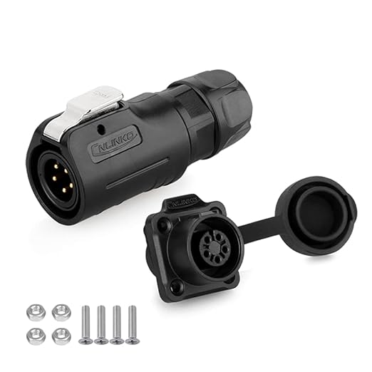 CNLINKO LP12 2/3/4/5/6/7/8 Pin Male Female Electrical Push Pull Plug with Socket IP68 Waterproof Plastic Solar Panel Mount Quick-Connect Connectors (5 Pin)
