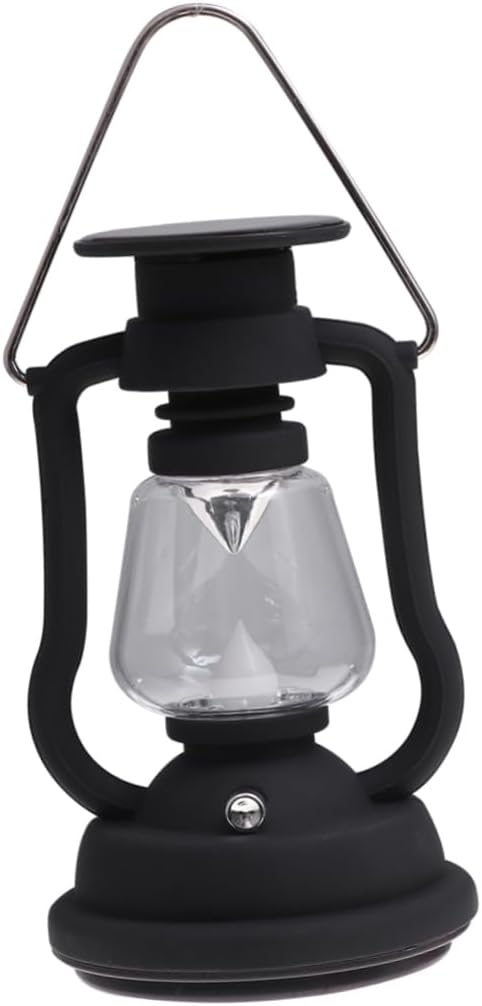 USB Rechargeable Solar Retro Horse Lantern Multi Function Camping Light Hand Powered Portable LED Lantern for Outdoor Activities Black
