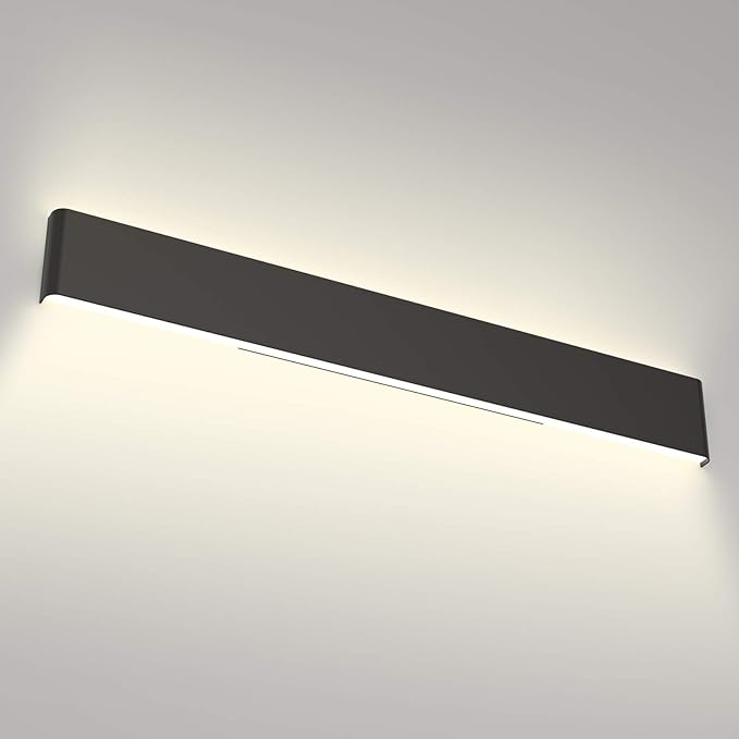 Aipsun 43.3in/40W Modern Black Vanity Light Fixtures LED Bathroom Wall Light Up and Down Bathroom Lighting Fixtures Neutral White 4000K