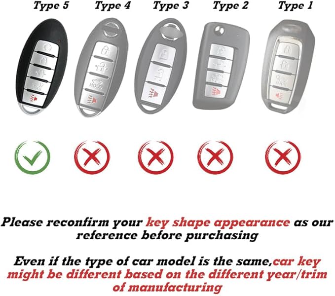 Xotic Tech Smart Key Fob Shell Full Cover Case Keychain Compatible with Nissan Maxima Murano Altima GT-R 370Z Rogue or Infiniti JX35 Q50 Q60 Q70 QX60, Carbon Fiber ABS Silicone Night-Luminous Black