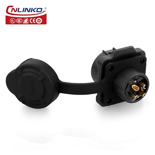 CNLINKO LP12 2/3/4/5/6/7/8 Pin Male Female Electrical Push Pull Plug with Socket IP68 Waterproof Plastic Solar Panel Mount Quick-Connect Connectors (4 Pin)