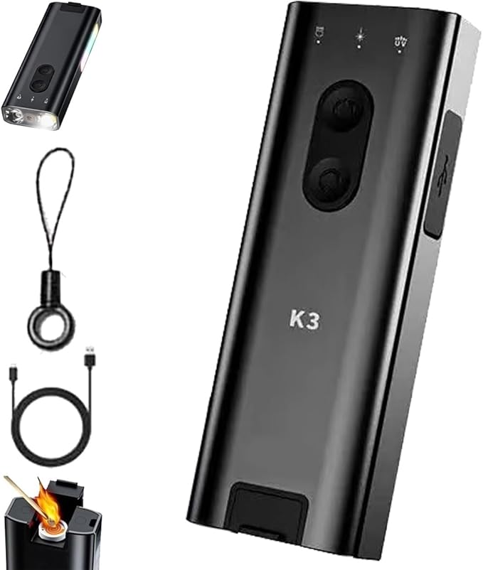 K3 UltraMulti EDC Keychain Tool, Mini Keychain Flashlight 800 Lumens with Hat Clip, Multipurpose Rechargeable Pocket Rgb Fill Light Compact Torch Lamp Camp Lantern for Everyday Hiking Emergency