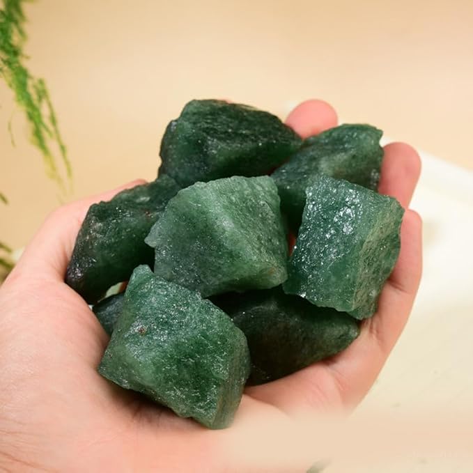 Zenkeeper 1Lb Green Strawberry Crystal Rocks Raw Stones for Tumbling, Green Strawberry Crystals Bulk Rough Gemstone for Jewelry Making, Healing, Meditation, Sculpture